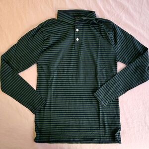 Crewcuts Boys Long Sleeve Forest Green Navy Striped Polo 12-14 XL